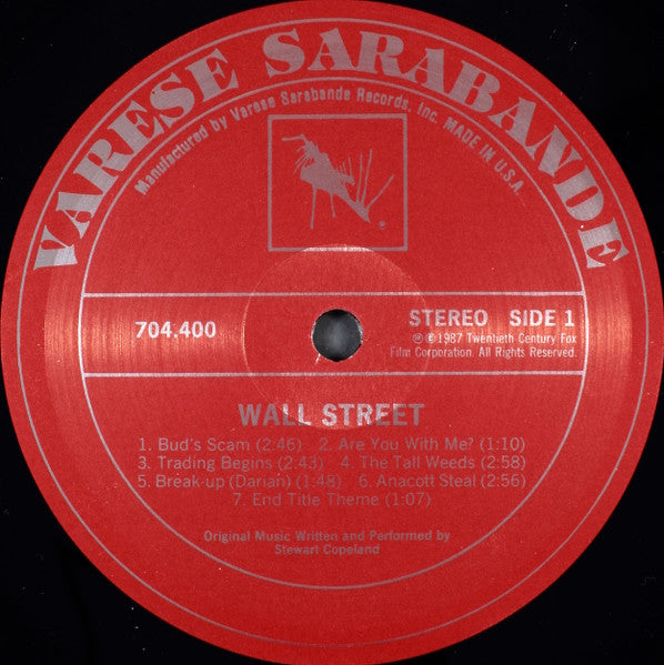 Stewart Copeland, Georges Delerue – Wall Street / Salvador (Original Motion Picture Soundtracks) LP vinyl record, image 3 of 4