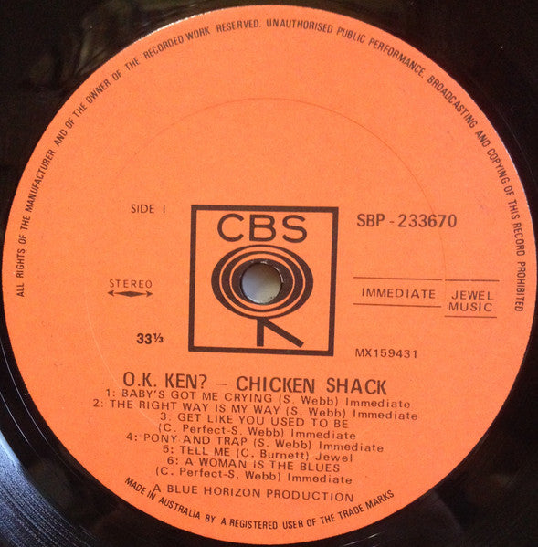 Chicken Shack – O.K. Ken? LP vinyl record, image 3 of 4