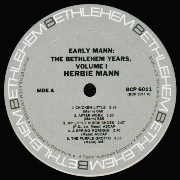 Herbie Mann – Early Mann - The Bethlehem Years, Volume 1 LP vinyl record, image 2 of 3