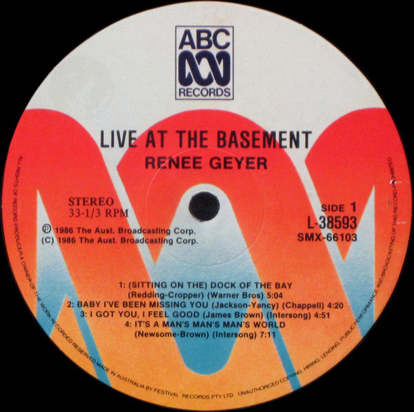Renee Geyer – Live At The Basement LP vinyl record, image 3 of 4