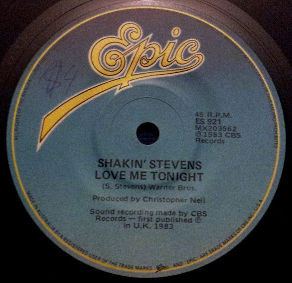 Shakin' Stevens – Cry Just A Little Bit 7" vinyl record, image 2 of 3