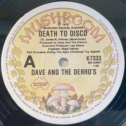 Dave And The Derros – Death To Disco 7" vinyl record, image 1 of 3