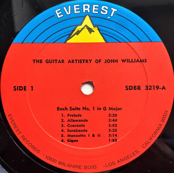 John Williams, Johann Sebastian Bach, Johann Sebastian Bach – The Guitar Artistry Of John Williams: Bach Suites No. 1 In G Major · Suite No. 3 In C Major LP vinyl record, image 3 of 4