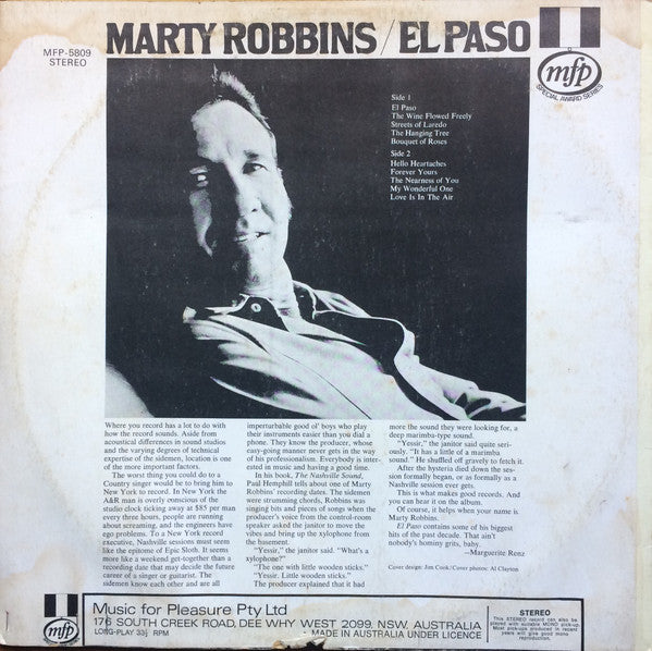 Marty Robbins – El Paso LP vinyl record, image 3 of 5