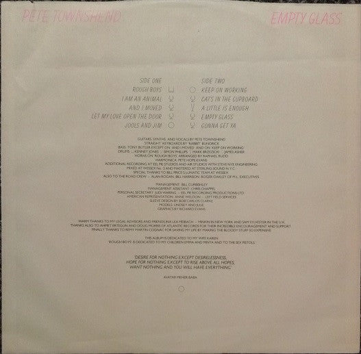 Pete Townshend – Empty Glass LP vinyl record, image 5 of 9