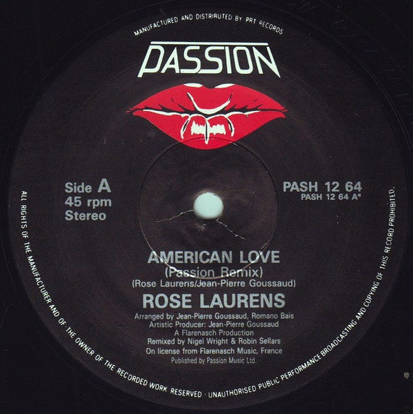 Rose Laurens – American Love (The Passion Remix) 12" vinyl record, image 3 of 4