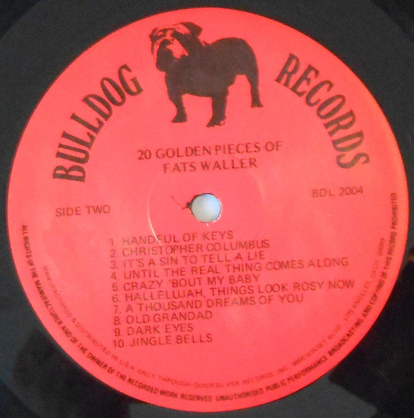 Fats Waller – 20 Golden Pieces Of LP vinyl record, image 4 of 4