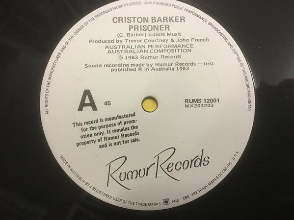 Criston Barker – Prisoner (Without A Name) 12" vinyl record, image 3 of 3