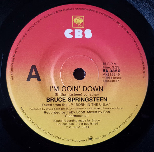 Bruce Springsteen – I'm Goin' Down 7" vinyl record, image 3 of 4