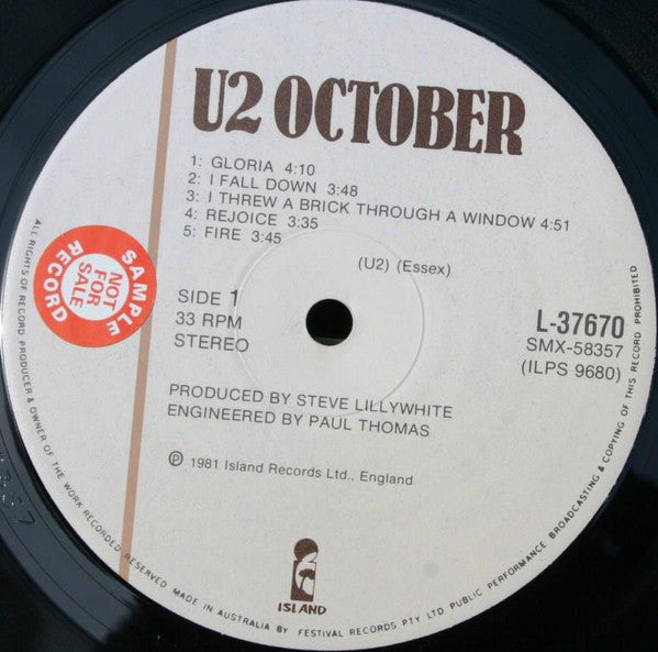 U2 – October LP vinyl record, image 7 of 9