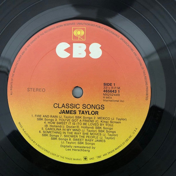 James Taylor – Classic Songs LP vinyl record, image 3 of 4