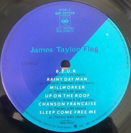 James Taylor – Flag LP vinyl record, image 6 of 6