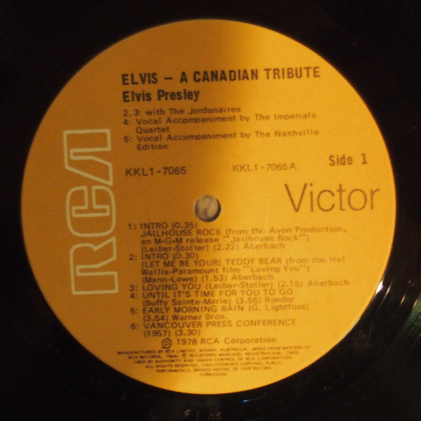Elvis Presley – A Canadian Tribute LP vinyl record, image 5 of 6