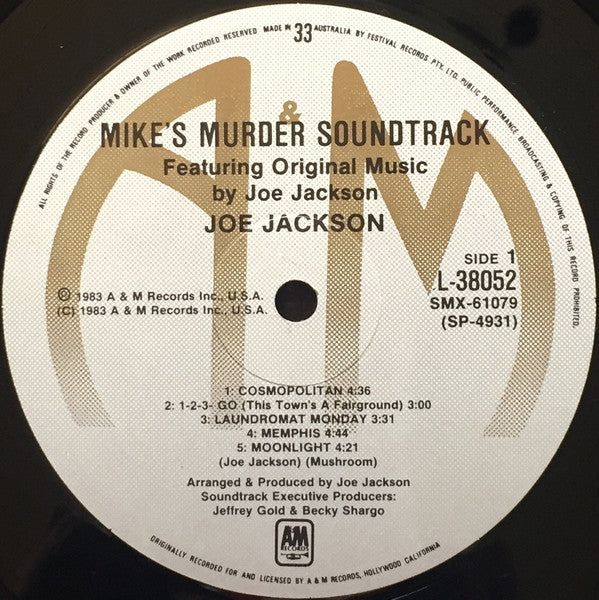 Joe Jackson – Mike's Murder - The Motion Picture Soundtrack LP vinyl record, image 3 of 4
