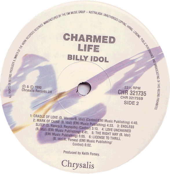 Billy Idol – Charmed Life LP vinyl record, image 4 of 6