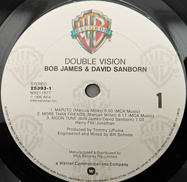 Bob James, David Sanborn – Double Vision LP vinyl record, image 4 of 4