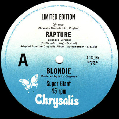 Blondie – Rapture 12" vinyl record, image 2 of 2