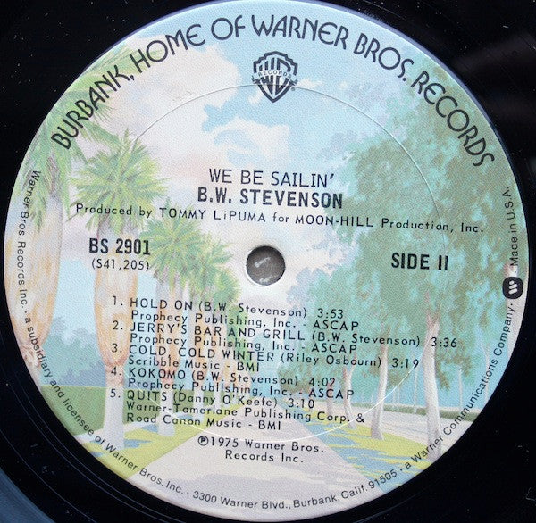 B.W. Stevenson – We Be Sailin' LP vinyl record, image 4 of 5