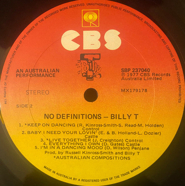 Billy T – No Definitions LP vinyl record, image 4 of 4