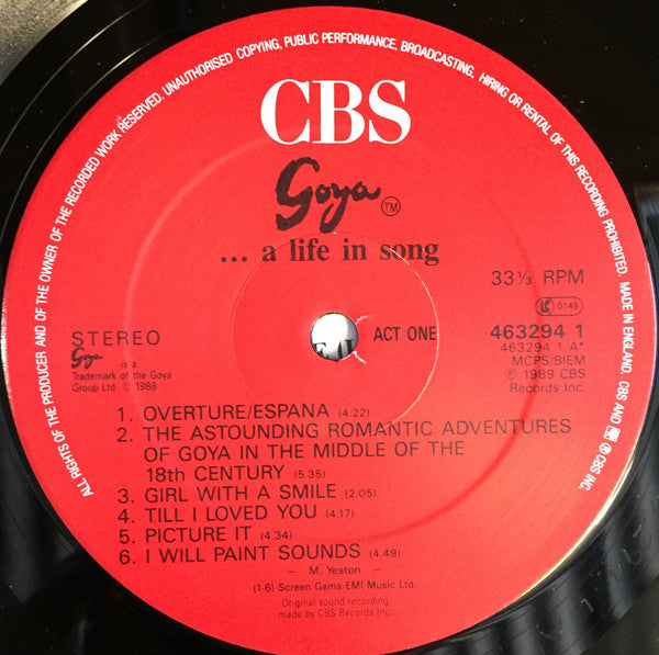 Placido Domingo, Various, Maury Yeston – Goya ...A Life In Song LP vinyl record, image 7 of 10