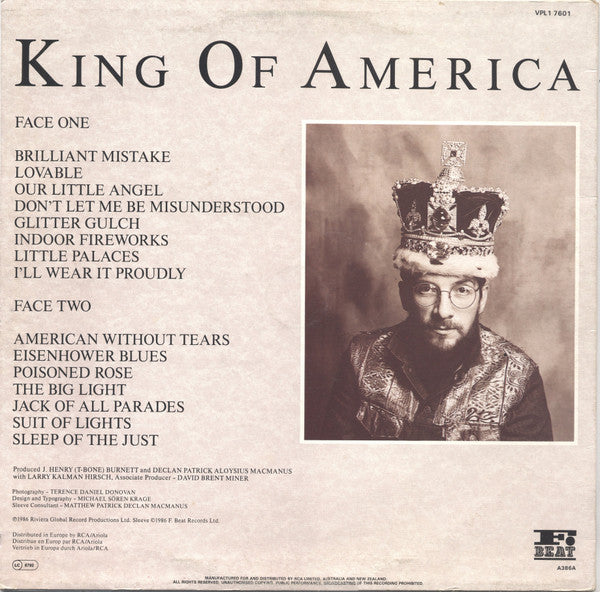 The Costello Show, The Attractions, The Confederates – King Of America LP vinyl record, image 2 of 6