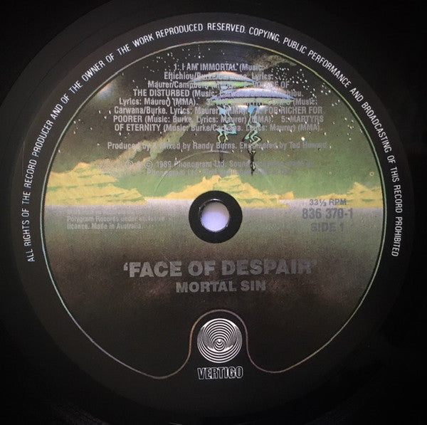 Mortal Sin – Face Of Despair LP vinyl record, image 3 of 6