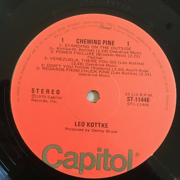 Leo Kottke – Chewing Pine LP vinyl record, image 3 of 3
