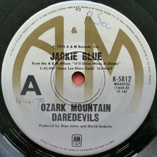 The Ozark Mountain Daredevils – Jackie Blue / Better Days 7" vinyl record, image 1 of 2