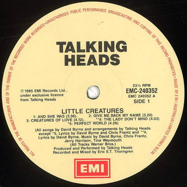 Talking Heads – Little Creatures LP vinyl record, image 3 of 6