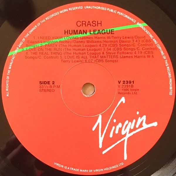 The Human League – Crash LP vinyl record, image 4 of 4