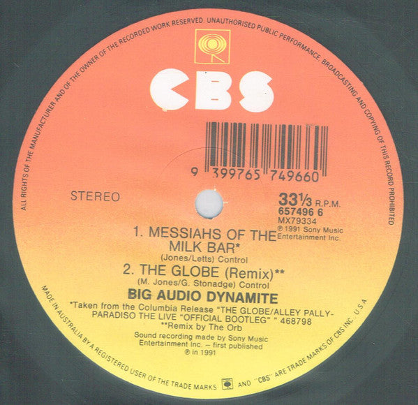 Big Audio Dynamite II – The Globe 12" vinyl record, image 4 of 4