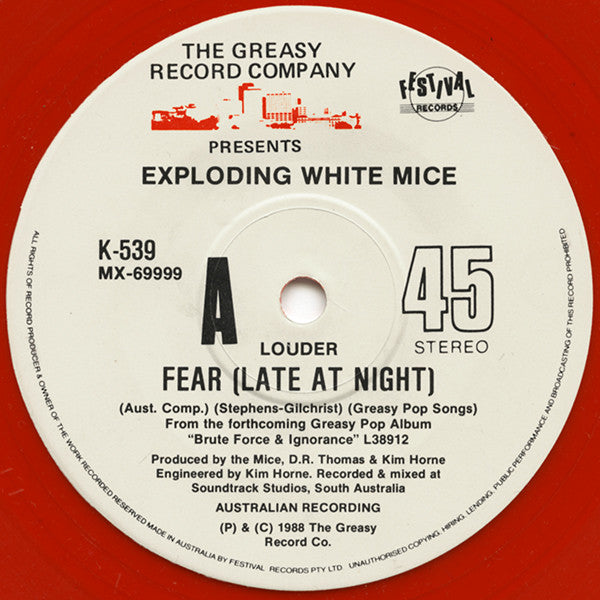 Exploding White Mice – Fear (Late At Night) 7" vinyl record, image 3 of 6