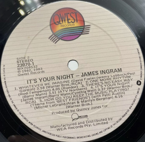 James Ingram – It's Your Night LP vinyl record, image 4 of 4