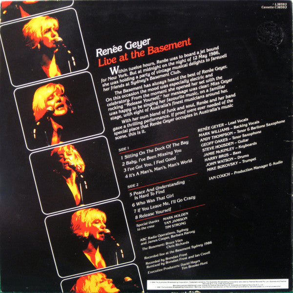 Renee Geyer – Live At The Basement LP vinyl record, image 2 of 4