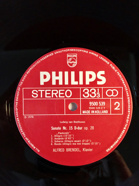 Ludwig van Beethoven, Alfred Brendel – Klaviersonaten = Piano Sonatas Op. 2/2 & Op. 28, »Pastorale« LP vinyl record, image 4 of 4