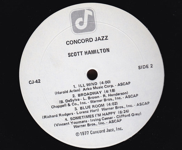 Scott Hamilton – Scott Hamilton Is A Good Wind Who Is Blowing Us No Ill LP vinyl record, image 4 of 4