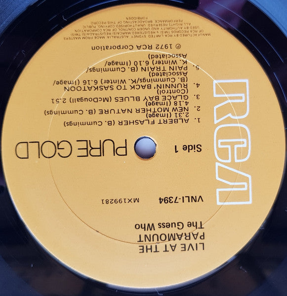 The Guess Who – Live At The Paramount LP vinyl record, image 3 of 4