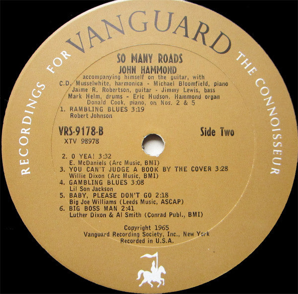John Paul Hammond – So Many Roads LP vinyl record, image 4 of 4