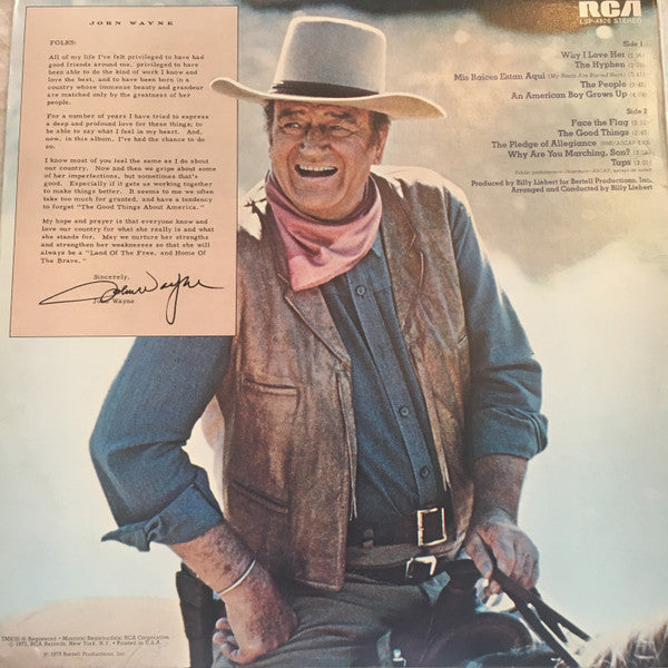 John Wayne – America, Why I Love Her LP vinyl record, image 2 of 4