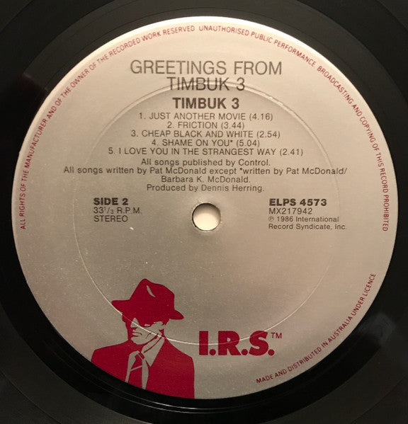 Timbuk 3 – Greetings From Timbuk 3 LP vinyl record, image 6 of 6