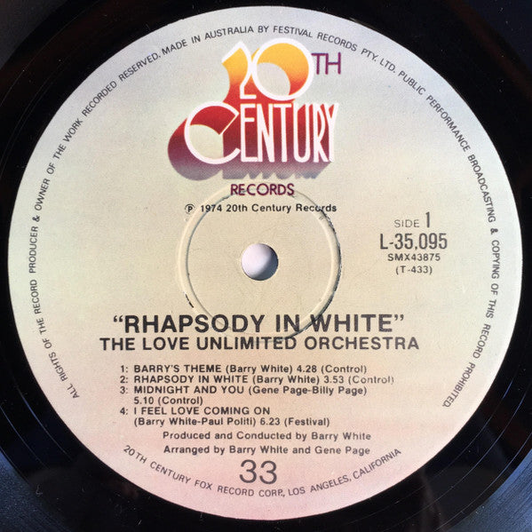Love Unlimited Orchestra – Rhapsody In White LP vinyl record, image 3 of 4