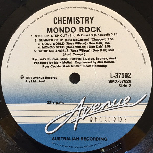 Mondo Rock – Mondo Rock Chemistry LP vinyl record, image 4 of 6