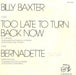 Billy Baxter – Too Late To Turn Back Now 7" vinyl record, image 2 of 4