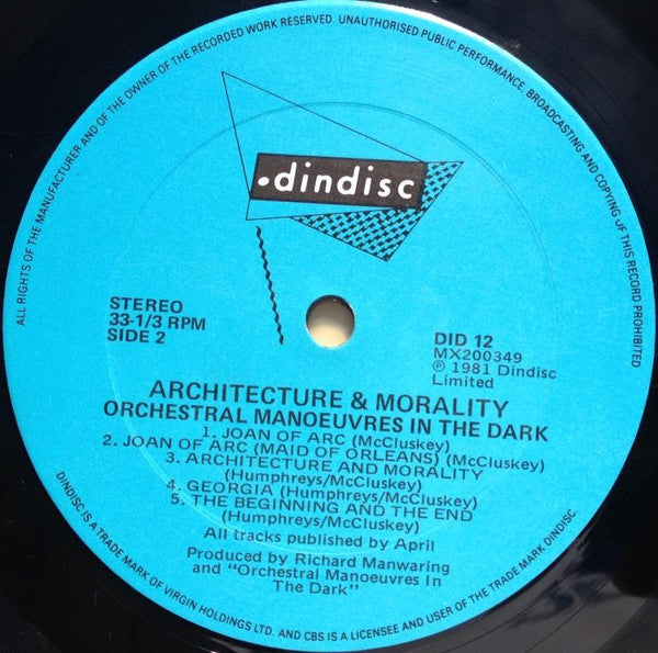 Orchestral Manoeuvres In The Dark – Architecture & Morality LP vinyl record, image 4 of 5