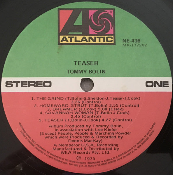 Tommy Bolin – Teaser LP vinyl record, image 3 of 4