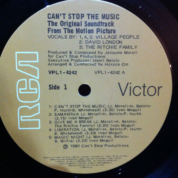 Village People – Can't Stop The Music - The Original Soundtrack Album LP vinyl record, image 6 of 7