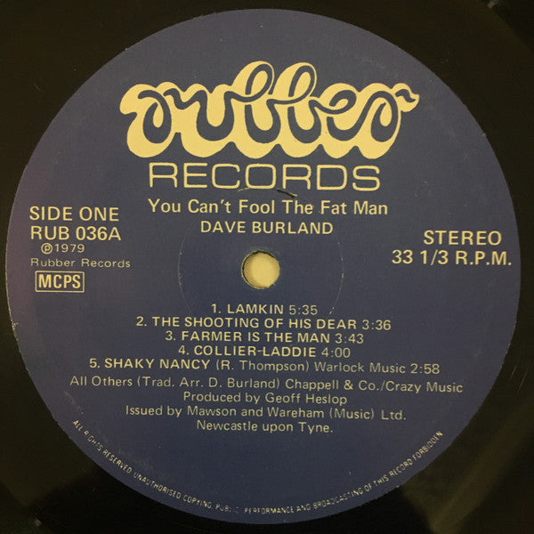 Dave Burland – You Can't Fool The Fat Man LP vinyl record, image 3 of 4