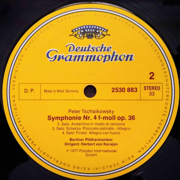 Pyotr Ilyich Tchaikovsky, Berliner Philharmoniker, Herbert von Karajan – Symphonie Nr. 4 LP vinyl record, image 4 of 4
