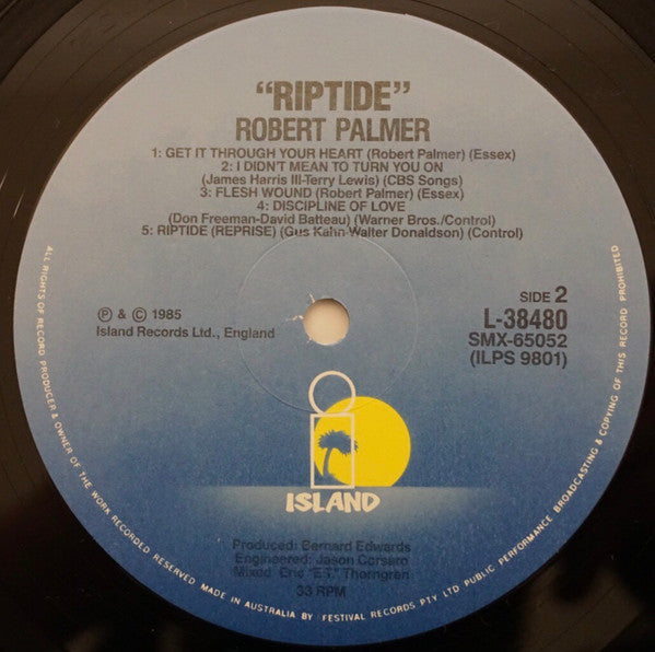 Robert Palmer – Riptide LP vinyl record, image 4 of 6