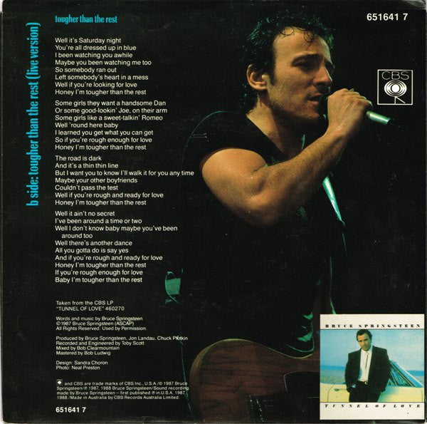 Bruce Springsteen – Tougher Than The Rest 7" vinyl record, image 2 of 4